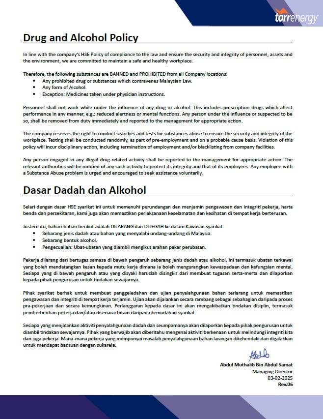 Drug And Alcohol Policy