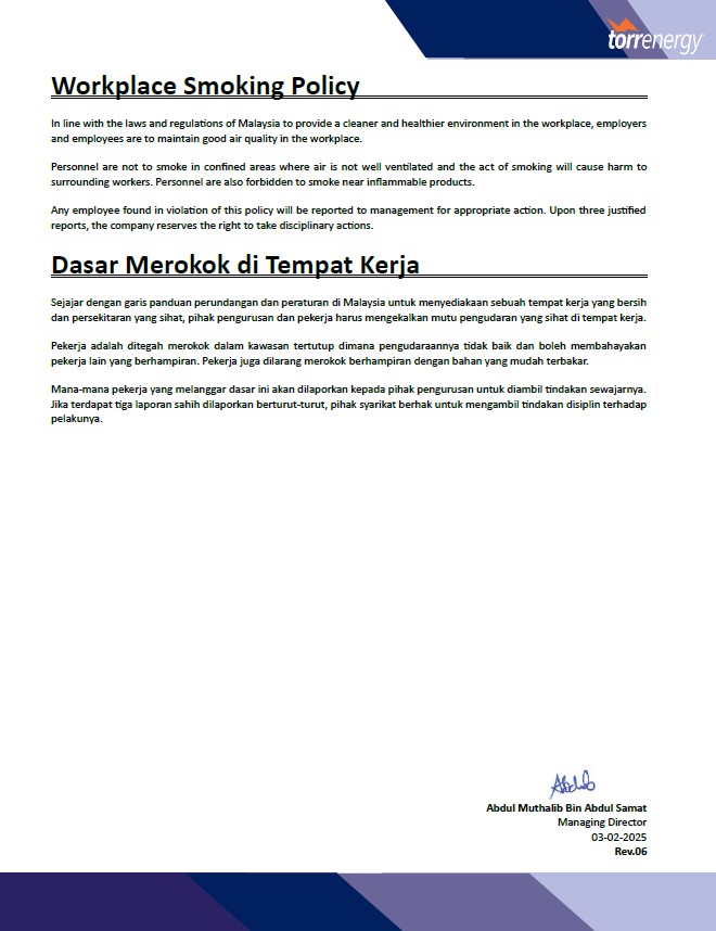 Workplace Smoking Policy